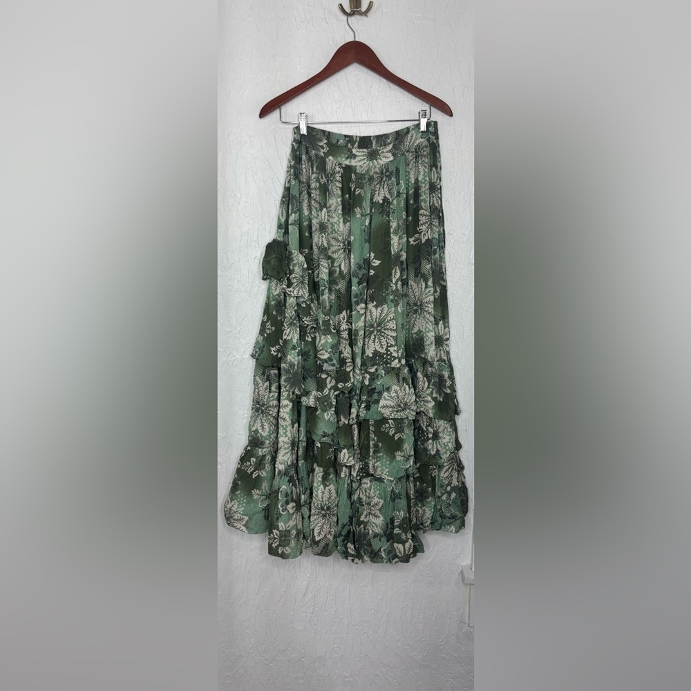 Free People Green Floral Tiered Maxi Skirt - Picture 6 of 8